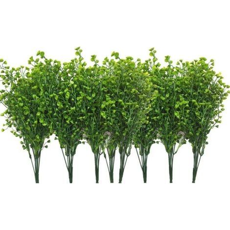 Künstliche Sträucher, künstliche grüne Pflanzen aus Kunststoff für Hochzeiten, drinnen und draußen, Zuhause, Garten, Veranda, Küche, Büro, Tischdekoration, Weihnachtsdekoration – 8-teiliges Pflanzen-S (1/5)