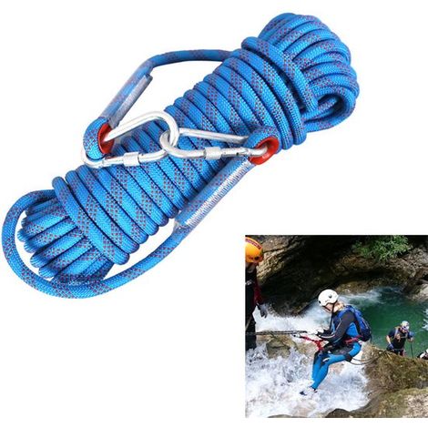 Corda da arrampicata con doppio moschettone, corda da campeggio ed escursionismo, corda da rafting, lunga 10 m, per arrampicata, ancoraggio, caccia, nautica, pesca e protezione contro le valanghe. (1/5)