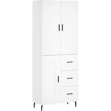 Aparador cómoda mueble de almacenaje organizador cocina salón salón alto 695 x 34 x 180 cm madera de ingeniería blanco 020032516