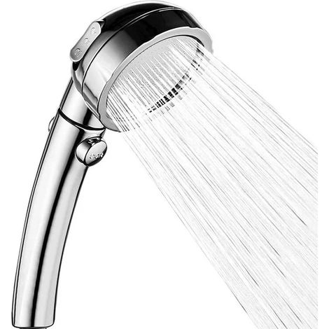 Pommeau De Douche - Haute Pression - 3 Modes - Bouton Stop - Raccord 1/2 Pouces - Acier Inoxydable 304 Et ABS - Économie D'eau - 1 Pièce (1/5)