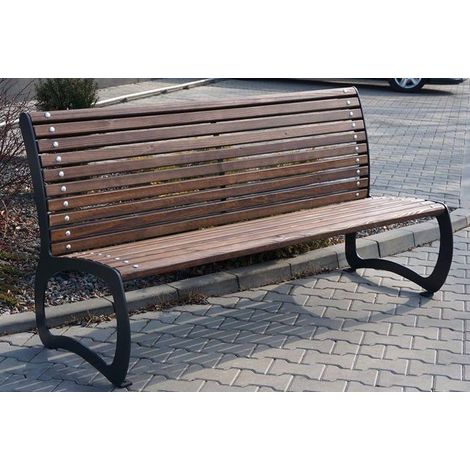 Banc KOLIBER noir-bois foncé 183 cm (1/2)
