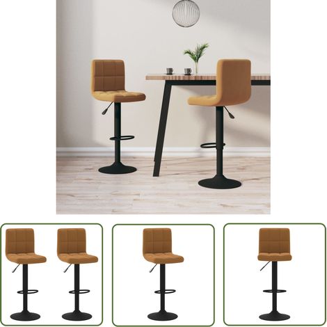 The Living Store Tabourets de bar lot de 2 marron velours - Tabouret De Bar - Chaise De Comptoir - Tabouret De Comptoir - Fauteuil De Bar - Meubles De Cuisine (1/5)