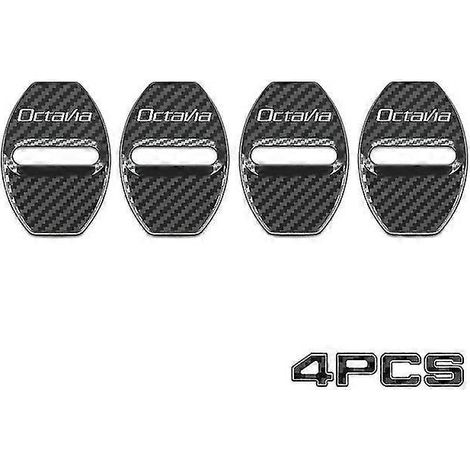 Cache de protection de boucle de verrouillage de porte en acier inoxydable pour Skoda Octavia A7 Fabia Superb - Accessoires auto - Cache de protection de verrouillage de porte - Fibre de carbone (1/5)