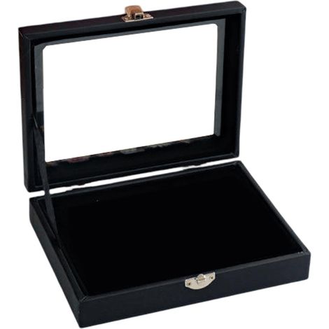 Boîte de présentation pour bagues en verre velours noir - plateau de rangement - présentoir