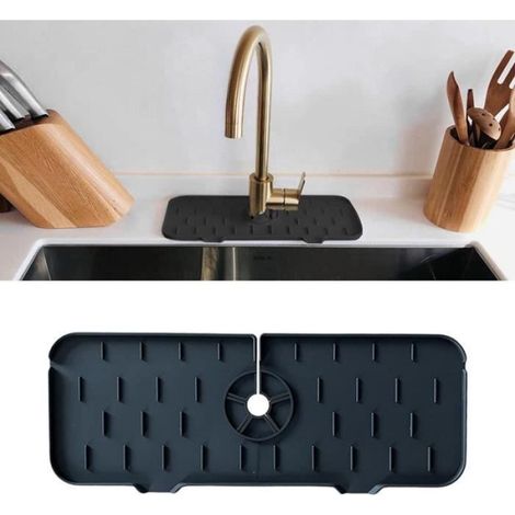 Tapis de Robinet, Attrape-Éclaboussures, Protection en Silicone pour Évier de Cuisine et de Salle de Bain (1/4)