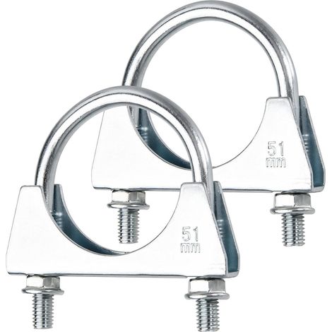 Lot de 2 Brides d'Échappement U Bolt 2 Pouces 53mm Pour Silencieux Tuyau Connecteur Universel Auto Moto Garage (1/4)