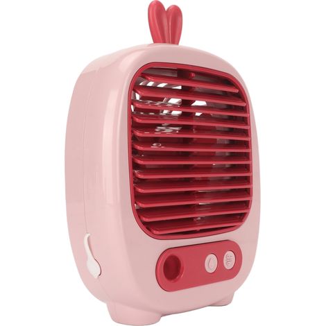 USB-Tischventilator mit 3 Geschwindigkeitsstufen, Sprühfunktion, USB-Ladefunktion, 1200-mAh-Akku, Klimaanlagenventilator für Büro und Zuhause, Tischventilator, Pink (1/5)