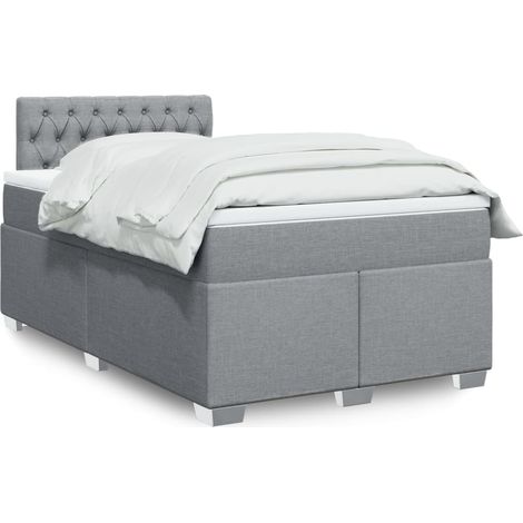 Boxspringbett mit Matratze Hellgrau 120x200 cm Stoff