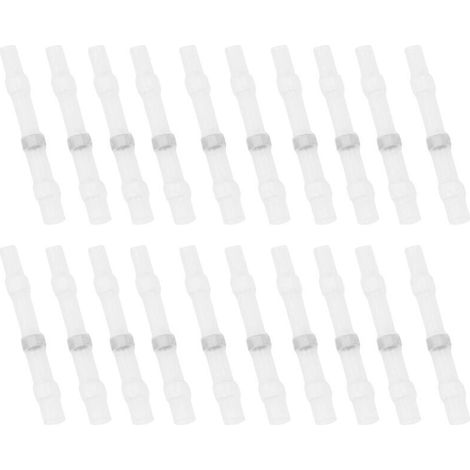 50 PCS Soudure Joint Fil Connecteurs Étanche Isolé Bornes De Fil Électrique Thermorétractable Épissure Butt pour Fil À Sertir Joint (Blanc) (Blanc) (1/4)