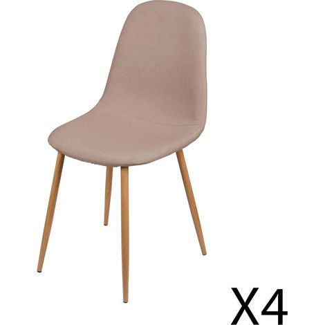 Set mit 4 Stühlen in Taupe-Stoff mit Holzeffekt-Metallbeinen – 45x87x54 cm, Sitzhöhe 49 cm – Kollektion NORDICA