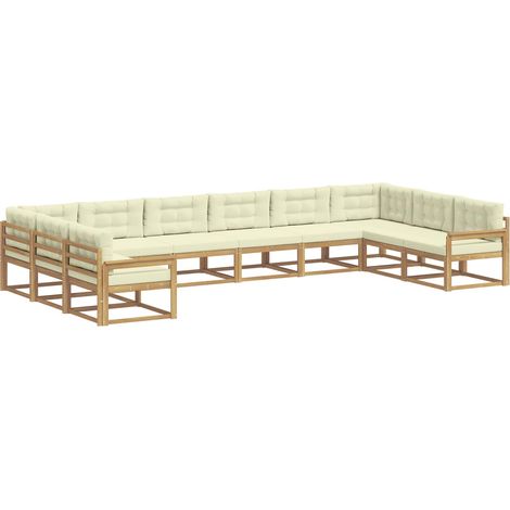 Set di divani da esterno 10 pz Bianco e Crema vidaXL (1/5)
