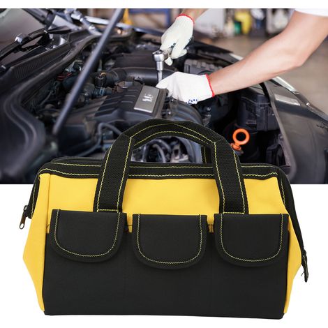 13-Zoll-Multifunktions-Werkzeugtasche/Aufbewahrungstasche mit großer Öffnung und stabilem Griff, gelb, für Kfz-Reparaturzubehör (1/5)