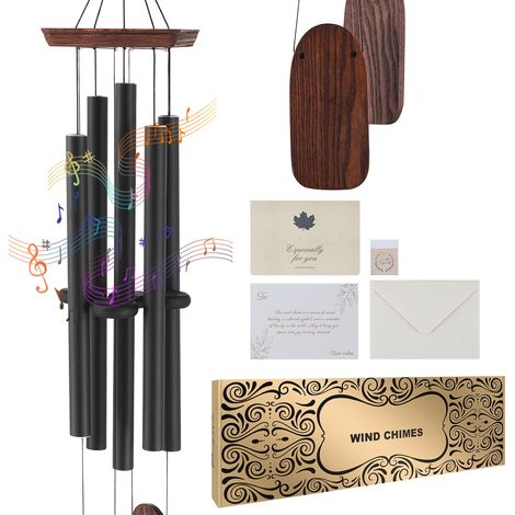 Mophorn-Windspiel für draußen, 1220 mm – Windspiel mit tiefem Ton und 5 Röhren. Einzigartiges großes Gedenk-Windspiel für Jubiläen, tolle Außendekoration für Terrasse