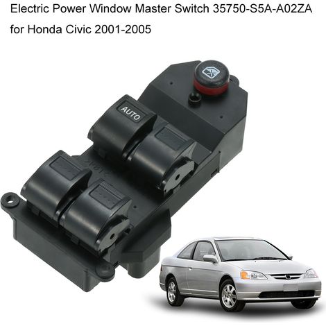Hauptschalter für elektrische Fensterheber 35750-S5A-A02ZA für Honda Civic 2001-2005 - Schwarzer Hauptschalter (1/5)