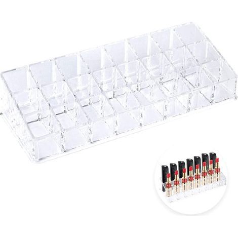 Organisateur de rouges à lèvres, boîte de rangement transparente pour rouges à lèvres, présentoir en acrylique avec 24 compartiments pour rouges à lèvres et gloss (1/5)