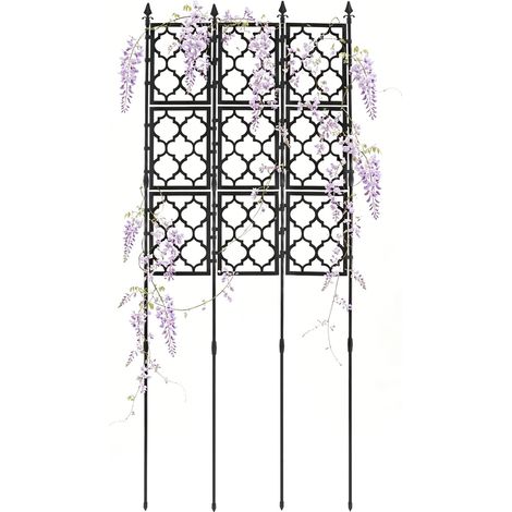 Treillis de jardin en métal pour plantes grimpantes, intérieur/extérieur, support géométrique pour rosiers, clématites, et concombre - 85 x 220 cm, Noir (1/5)