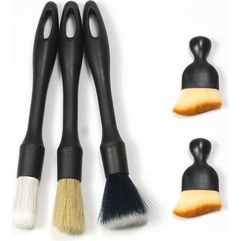 NALOOKAMIC Kit Nettoyage Voiture(5Pcs),Brosse Douce Anti Poussiere Intérieur Cpinceau,Pinceau Detailing Auto Kit de Détail,Brosses à Poussière
