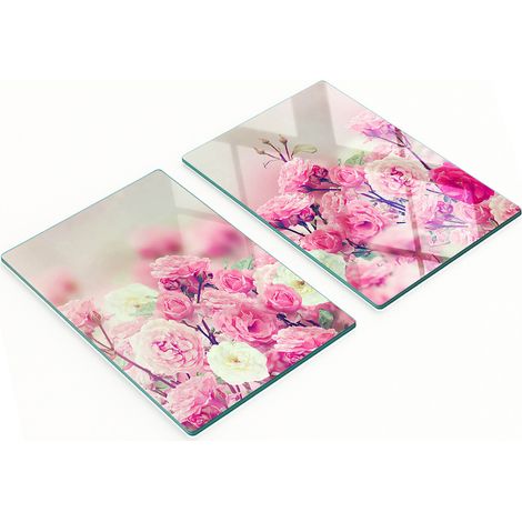 Juego de dos tablas de cocina de cristal con estampado de rosas silvestres, 2x40x52 cm. (1/5)