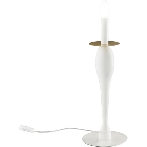 "Lampada da tavolo ARMSTRONG in metallo bianco con dettagli in oro satinato" (1/2)