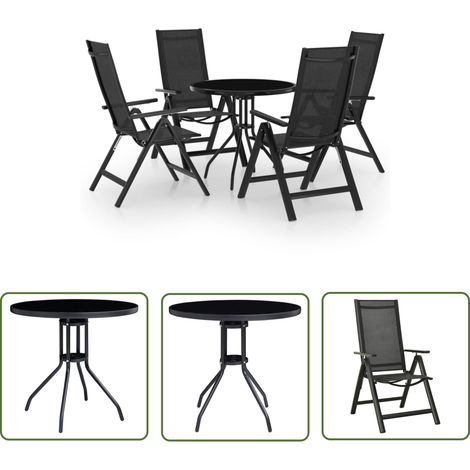 The Living Store 5-tlg. Bistro-Set Schwarz und Anthrazit - Gartentisch - Esstisch - Bistroset - Outdoor Möbel - Balkonmöbel (1/5)