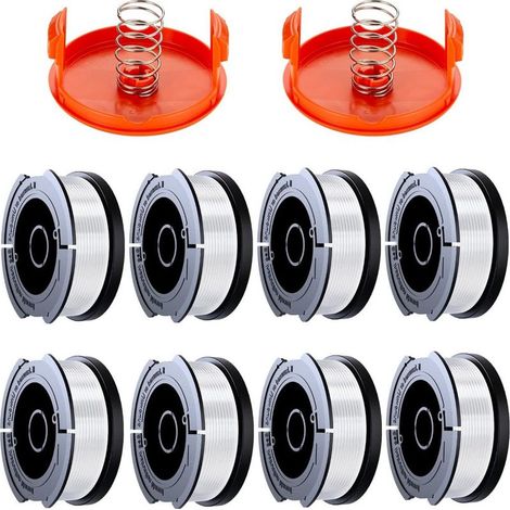 Geeignet für Black & Decker Trimmer - Packung mit 8 Trimmerkabeltrommeln, A6481 A6485 1,65 mm Rasenmäherkabeltrommeln (8 Trimmerkabel, 2 Endkappen, 2 Federn) (1/5)