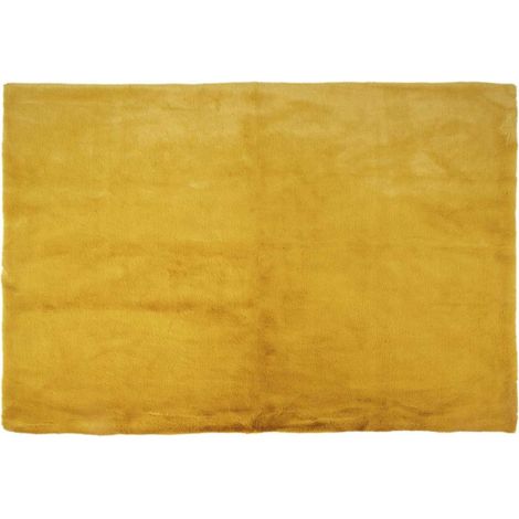 Tapis Imitation Fourrure "Fin" 120x170cm Moutarde (1/4)