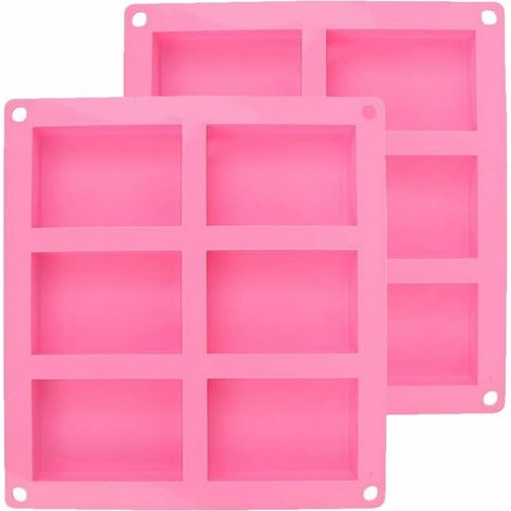 Moule En Silicone - 2 Pièces 6 Cavités Rectangulaire Pour Savon Artisanal Chocolat Gâteaux Glaces - 23.5 x 21.2 x 2.5 cm (1/5)