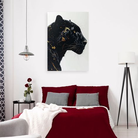 Wandbild Panther Tier Glamour Gold Schwarz Weiß 70x100 (1/4)
