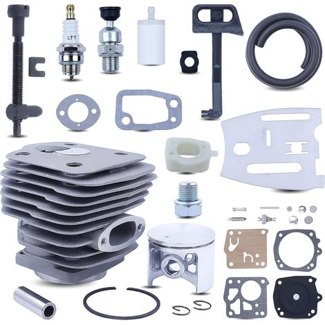 LinDuxe - Kit de carburador de pistón cilíndrico 54 mm, 30 piezas para motosierra Husqvarna 288XP 181 281 288, incluye colector, válvula descompresión, varilla estrangulación, placa barra cadena, 5035 (1/4)