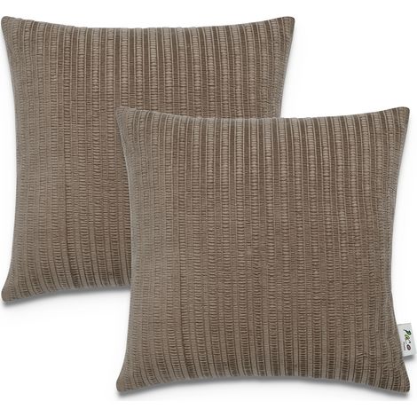 Paco Home Fundas Cojines Decorativas Funda Cojín Pana Juego Sofá Decoración 2pcs-Set, Marrón 1