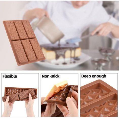 3pcs Moule de chocolat de Silicone de Forme de barre de chocolat Pralinenförmchen Extra Profond Forme de Chocolat de Chocolat de (1/4)