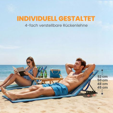 Lot de 2 tapis de plage portables et légers, incluant dossier ajustable, repose-tête et housse de transport. (1/4)