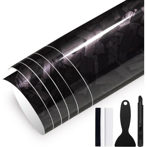 Film adhésif carbone 150x30cm noir brillant pour auto et moto (1/5)