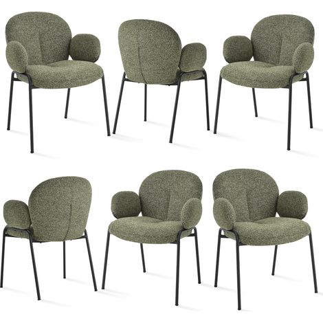Goeurvant Sillas de Acento Elegantes con Respaldo Curvo y Patas Ajustables, Estilo Escandinavo - Juego de 6 - Verde (1/5)