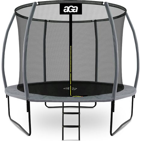 Aga SPORT EXCLUSIVE Trampolin 305 cm 10 ft Grau, Kindertrampolin, Gartentrampolin mit Sicherheitsnetz + Sicherheitsnetz + Leiter (1/5)