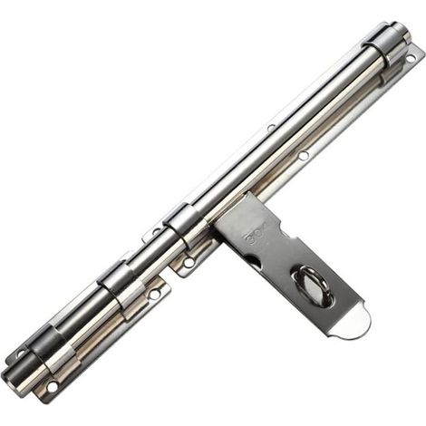Serrure de porte coulissante, serrure de porte coulissante de 12 pouces avec cadenas, boulon de porte coulissante verrouillable, tour coulissante en acier inoxydable massif (1/5)