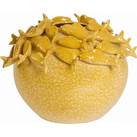 Vaso giallo in ceramica raffinato Light & Living Fish (1/3)