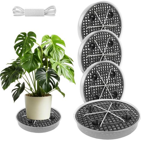 Lot de 4 soucoupes en tissu auto-arrosant - Avec arrosage des plantes - 30 cm - Grand tissu auto-arrosant - Pour pots de fleurs extérieurs, plantes succulentes, plantes (1/5)