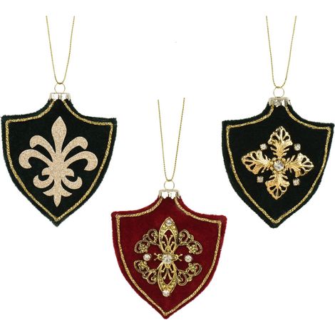 Pendente stemma in velluto 9 x 9,5 cm colori modello assortito Peraga Christmas