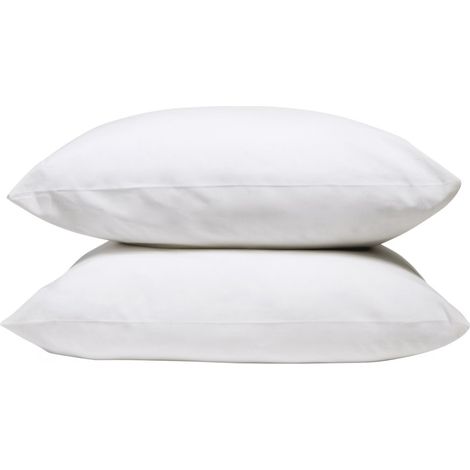 Lot de 2 Taies d'oreiller 100% Percale de coton - Blanc - 50x75cm (1/4)