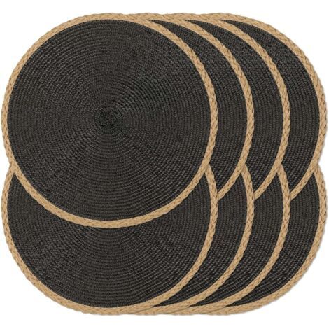 Ede Lot de 8 sets de table ronds tressés - Lavables et résistants à la chaleur - pour tables à manger - Antidérapants - pour une utilisation intérieure et extérieure (1/5)