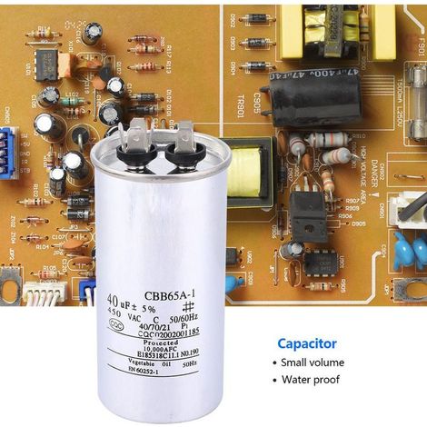 Condensateur CBB65 40µF 450V pour Climatiseur et Lave-linge, Capacité 40 Microfarads (1/5)