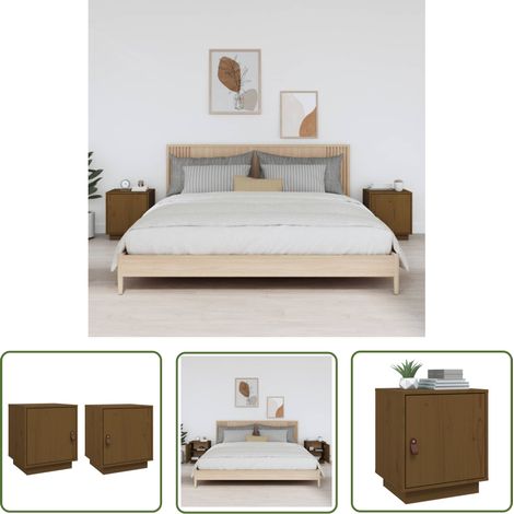 The Living Store Nachttische 2 Stk. Honigbraun 40x34x45 cm Massivholz Kiefer - Nachttisch - Massivholzmöbel - Kiefernholz Möbel - Wohnzimmerdeko - Schlafzimmereinrichtung (1/5)