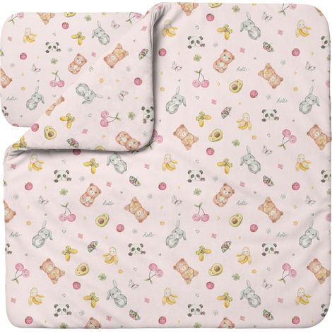 Waldin Ropa de Cama Bambú Bebé sin Funda, Edredón y Almohada 75x75 cm, Candycute Rosa
