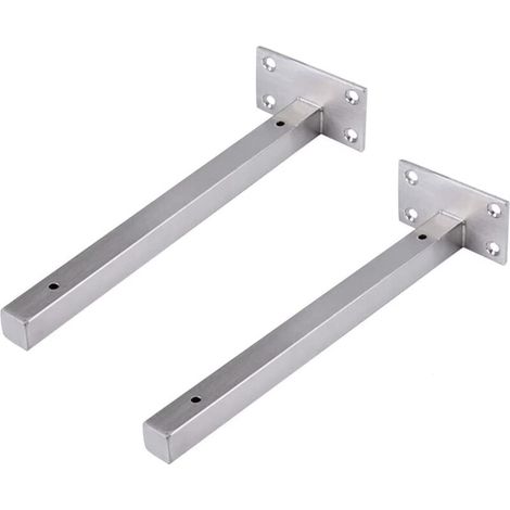 30cm Supports Étagère Flottants, Monté éTagèRe, Equerre Industrielle Etagere Murale Fixation Invisible Supports Vintage Equerre Murale Equerre Metallique Bricolage Argent avec Vis (2 PièCes)