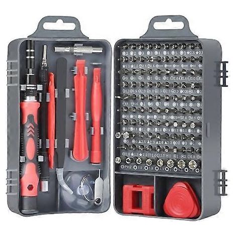Ensemble d'outils de démontage et d'entretien de téléphones portables et d'ordinateurs avec tournevis de précision 115 en 1 (rouge) (1/5)