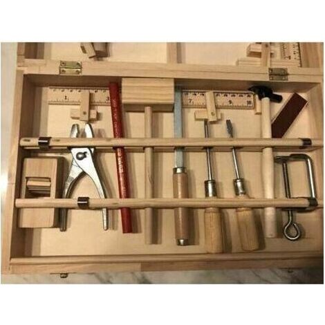 Komplettes Kinderwerkzeugset, Werkzeugkasten für Holzbearbeitung und -wartung, XU, Echtes Werkzeug zum Zerlegen und Zusammenbauen, Multifunktionaler Holzbearbeitungskasten, 16-teilig (1/5)