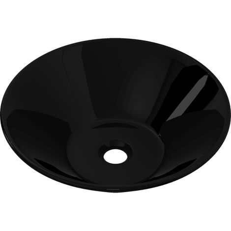 Lavabo redondo de cerámica 42 cm para baño negro 020002502 (1/5)