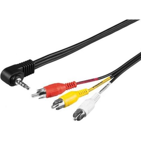 Cavo adattatore, audio video composito a 3,5 mm, Spina 3,5 mm (4-pin, stereo) 90 ° 3 spina RCA. Lunghezza del Cavo 1.5 m (1/4)