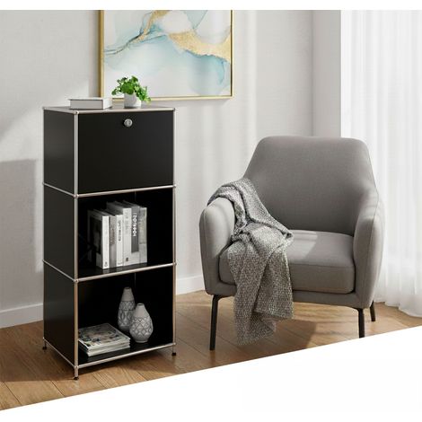 Rangement stylé et épuré – Étagère en métal chromé, 50 x 40 x 121 cm, Noir (1/5)